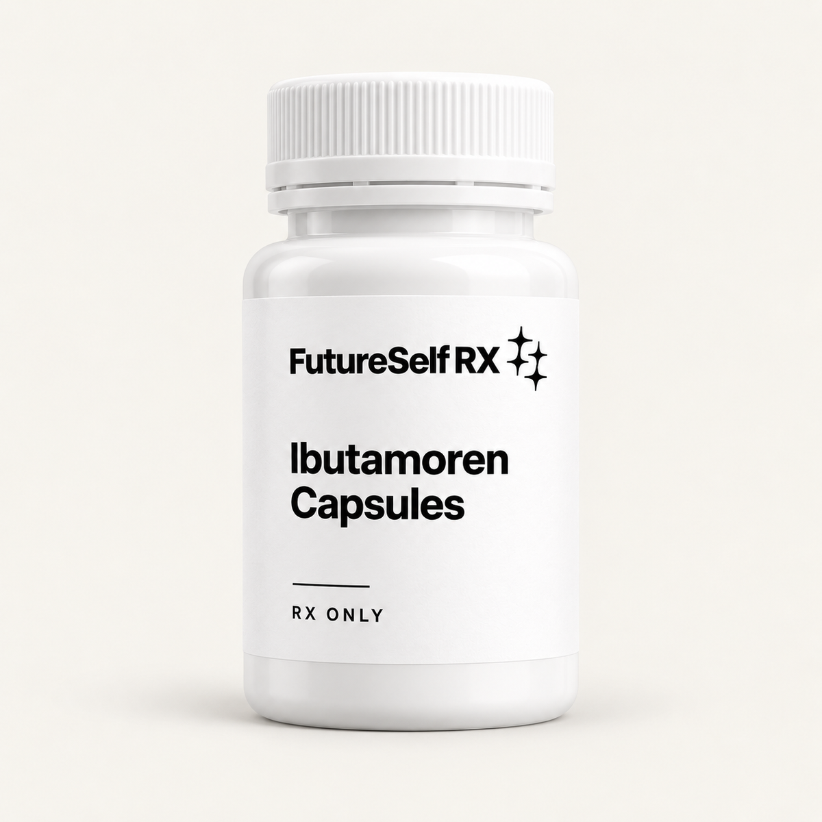 Illustrative FutureSelf RX Ibutamoren (MK-677) packaging concept; actual dispensing packaging may vary